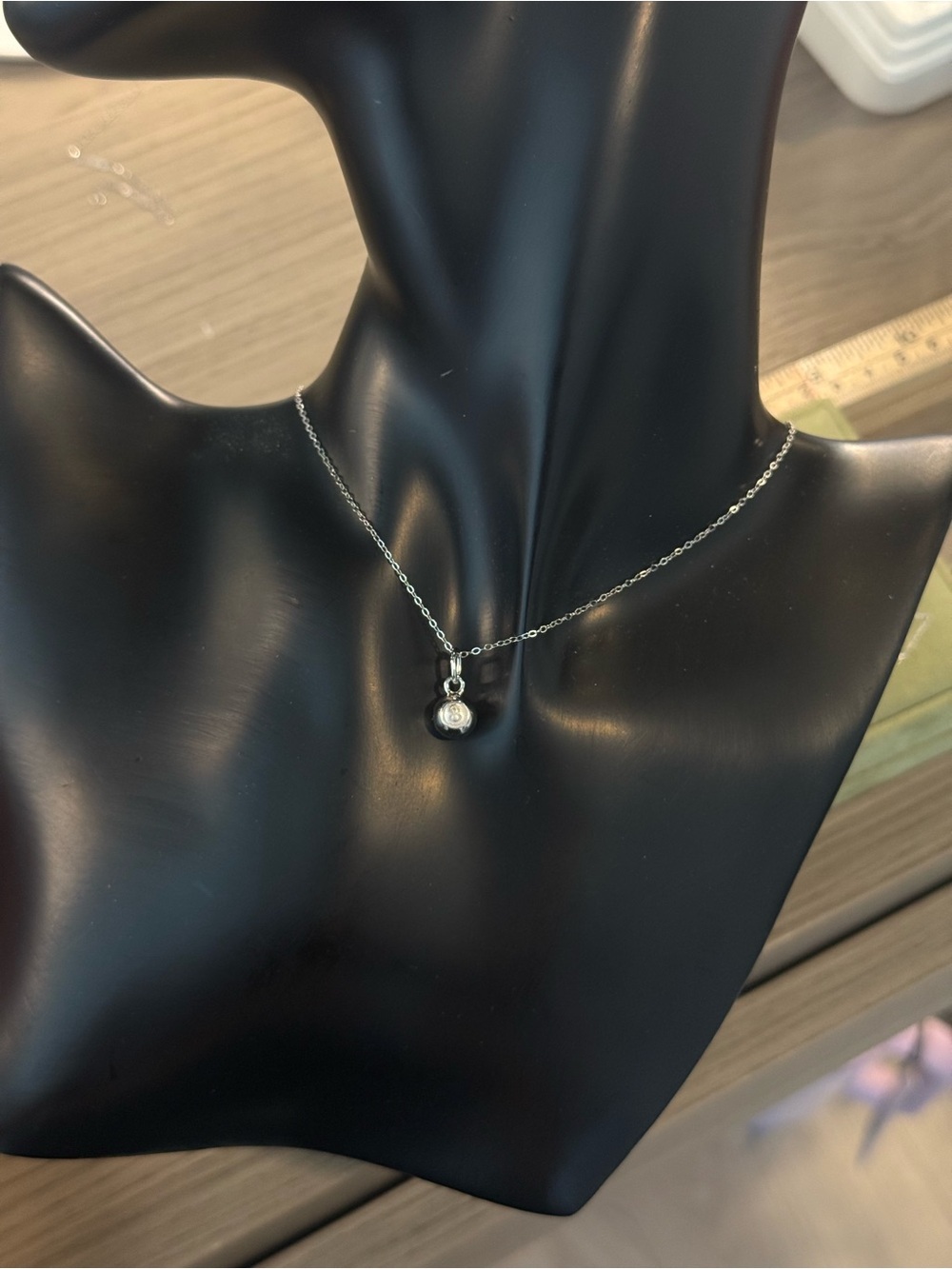 Sterling Silver Pendant Necklace with lucky eight ball charm - Silver